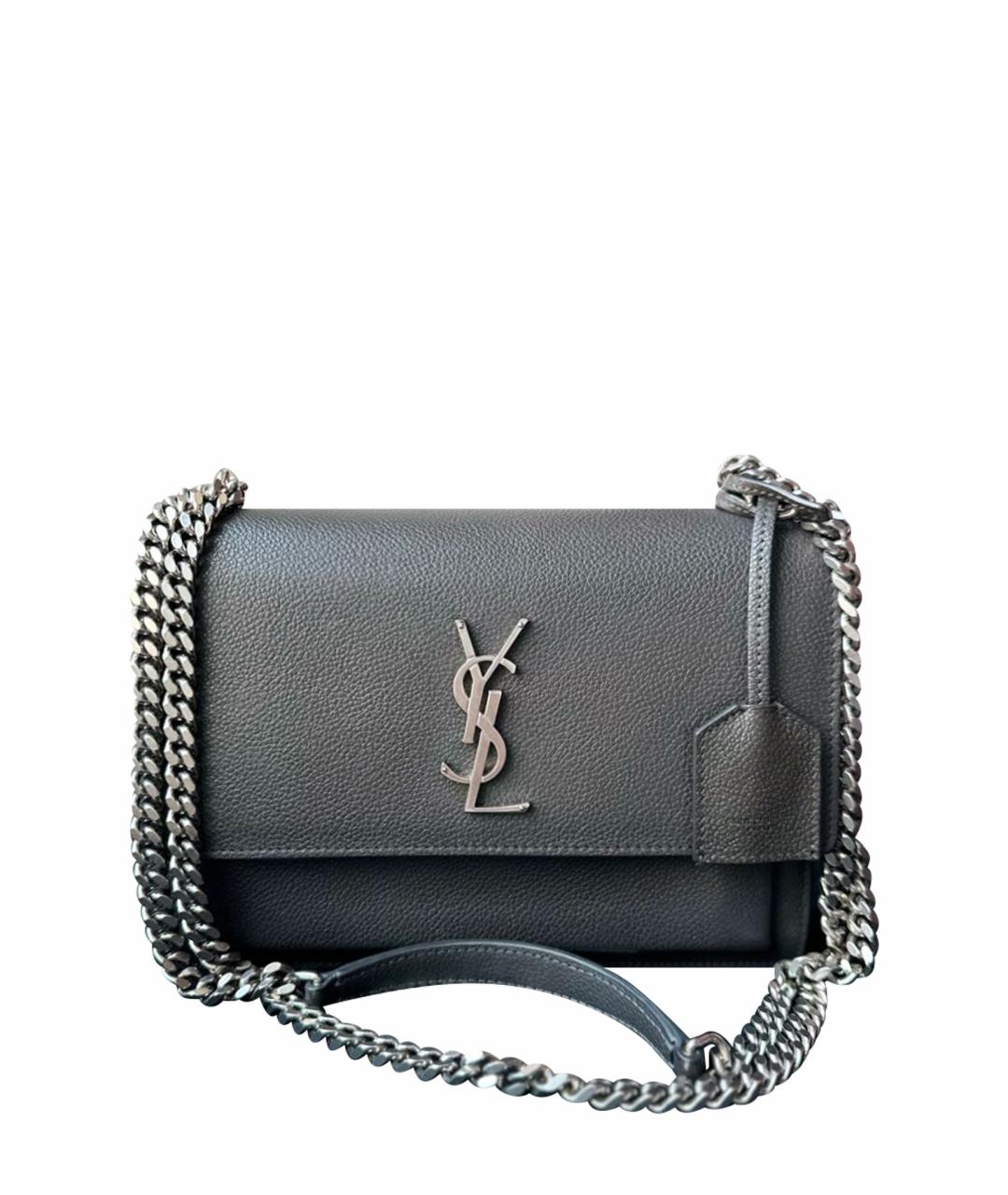 SAINT LAURENT Серая кожаная сумка через плечо, фото 1