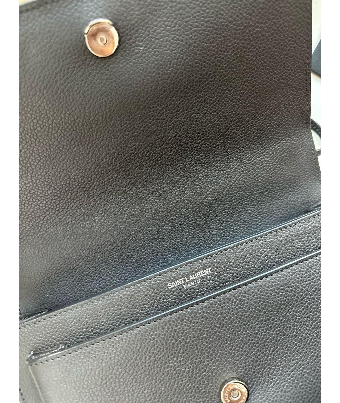 SAINT LAURENT Серая кожаная сумка через плечо, фото 8