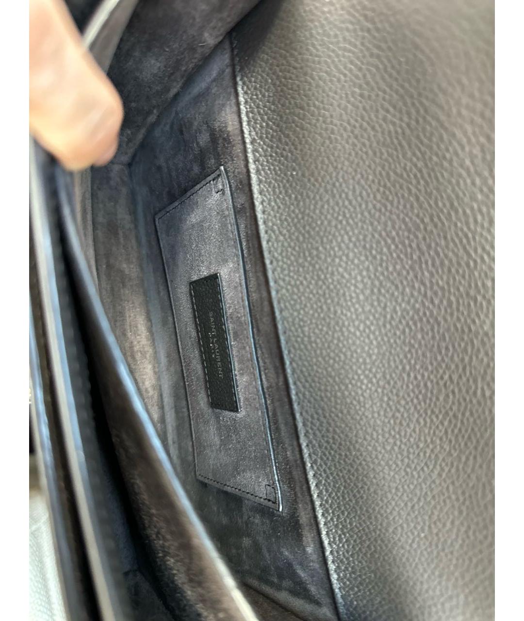 SAINT LAURENT Серая кожаная сумка через плечо, фото 7