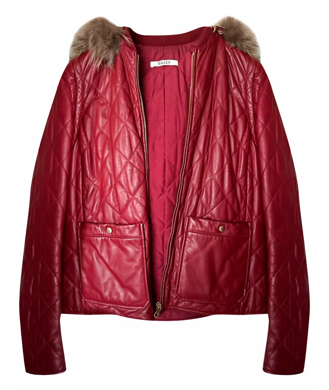 BALLY Бордовая кожаная куртка, фото 1