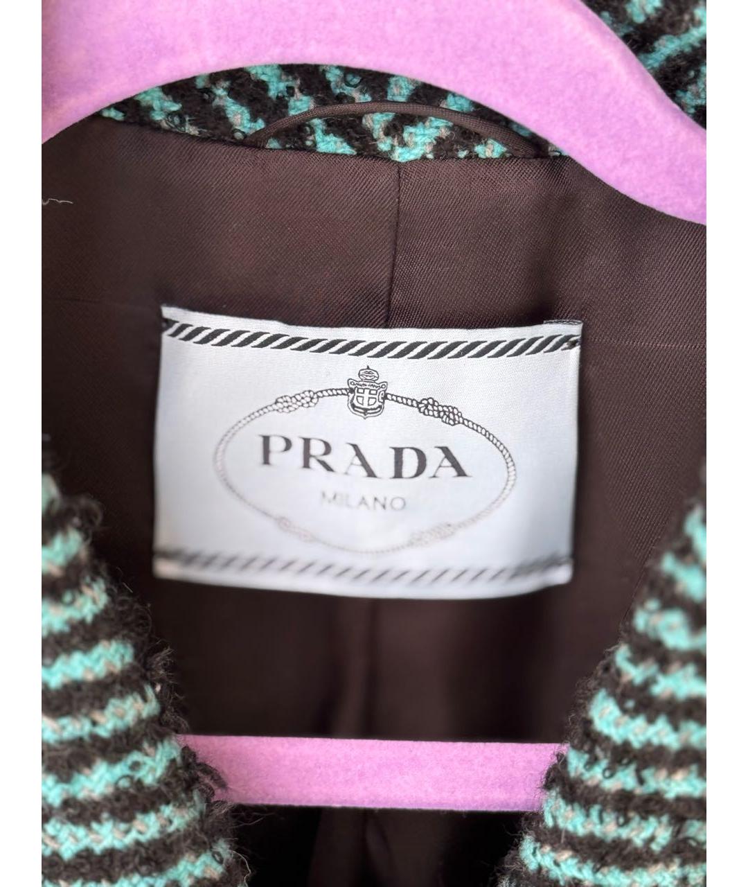PRADA Бирюзовое шерстяное пальто, фото 3
