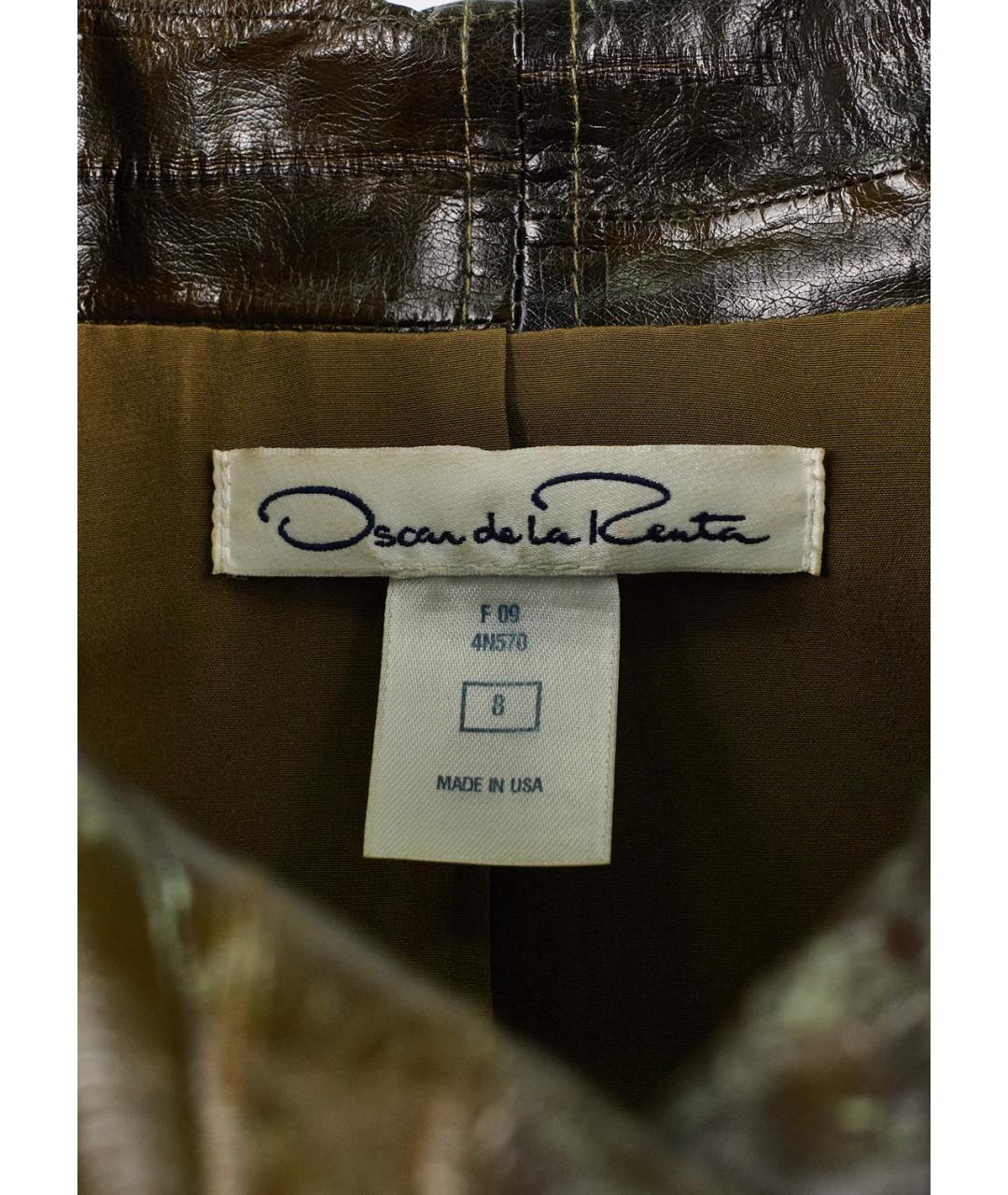 OSCAR DE LA RENTA Хаки кожаная куртка, фото 3