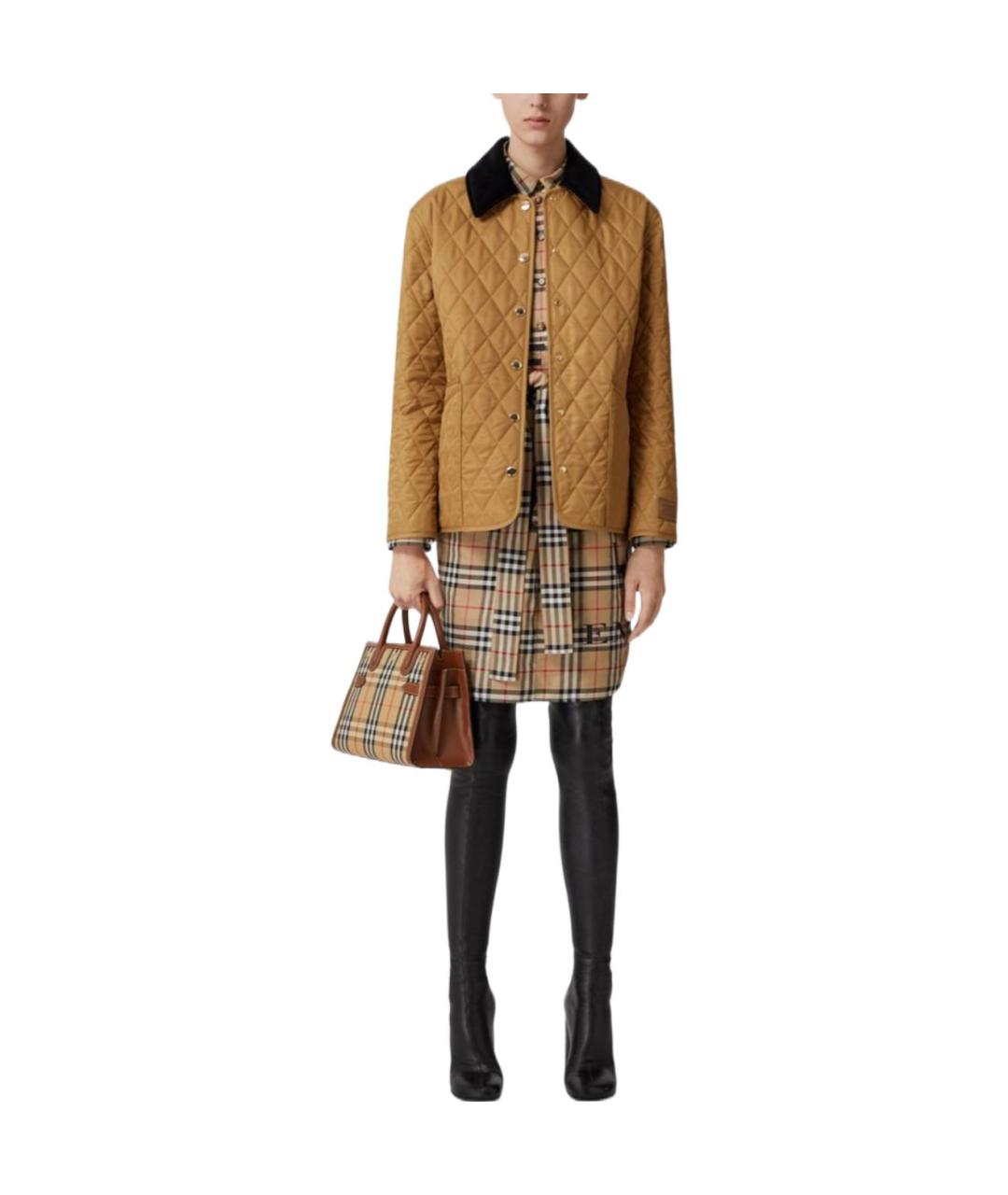 BURBERRY Бежевая полиэстеровая куртка, фото 3