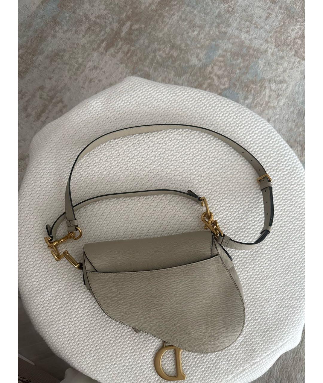 CHRISTIAN DIOR Бежевая кожаная сумка через плечо, фото 3