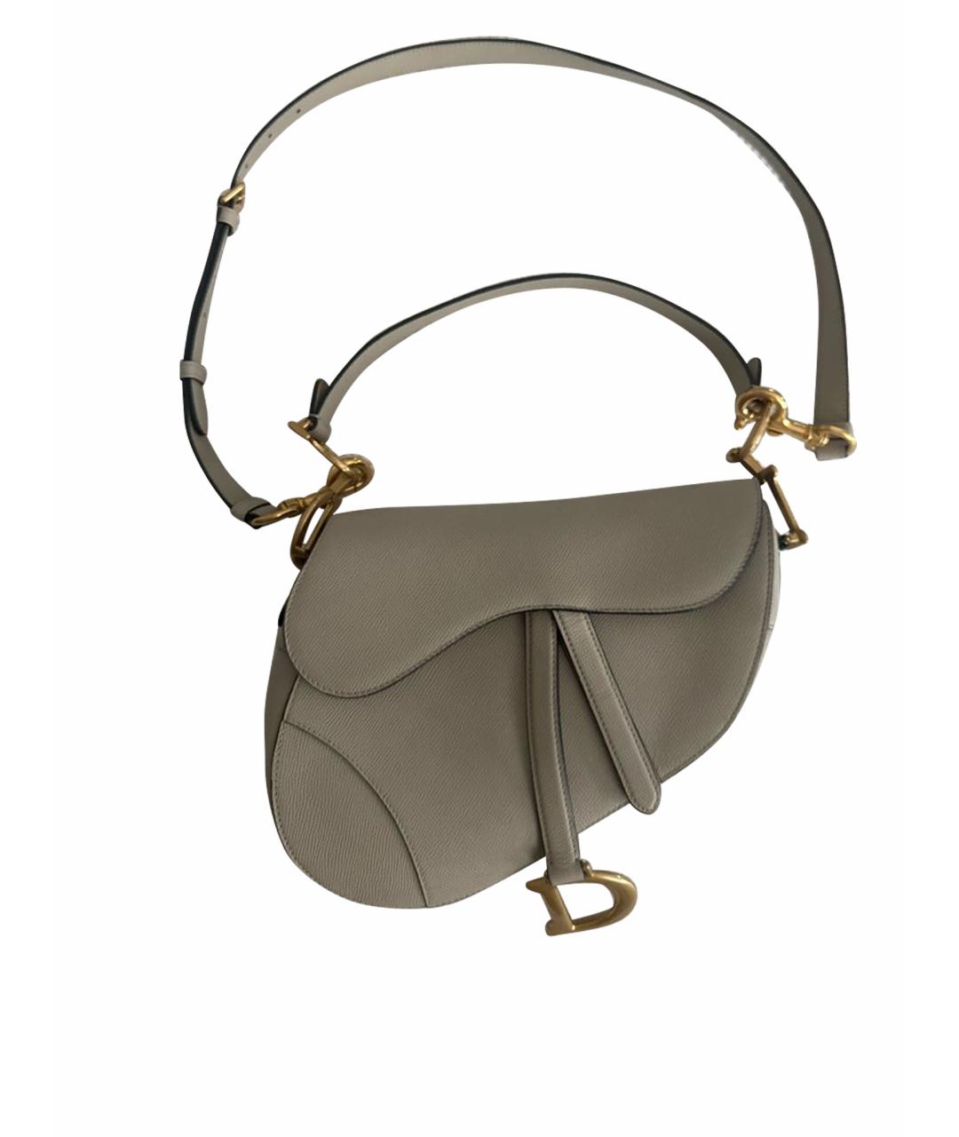 CHRISTIAN DIOR Бежевая кожаная сумка через плечо, фото 1