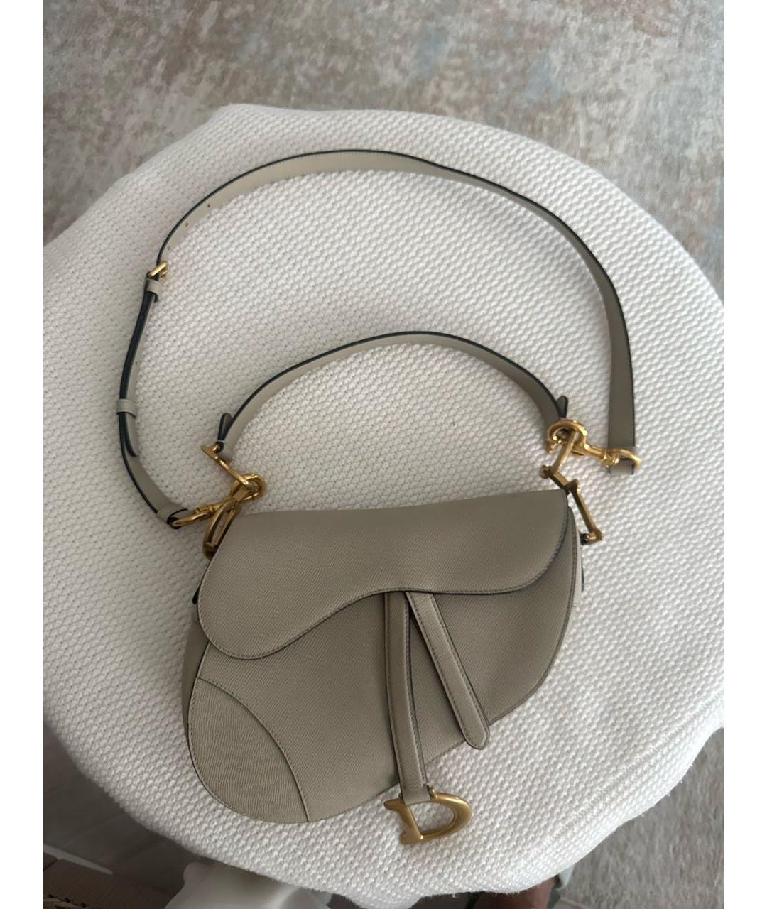 CHRISTIAN DIOR Бежевая кожаная сумка через плечо, фото 5