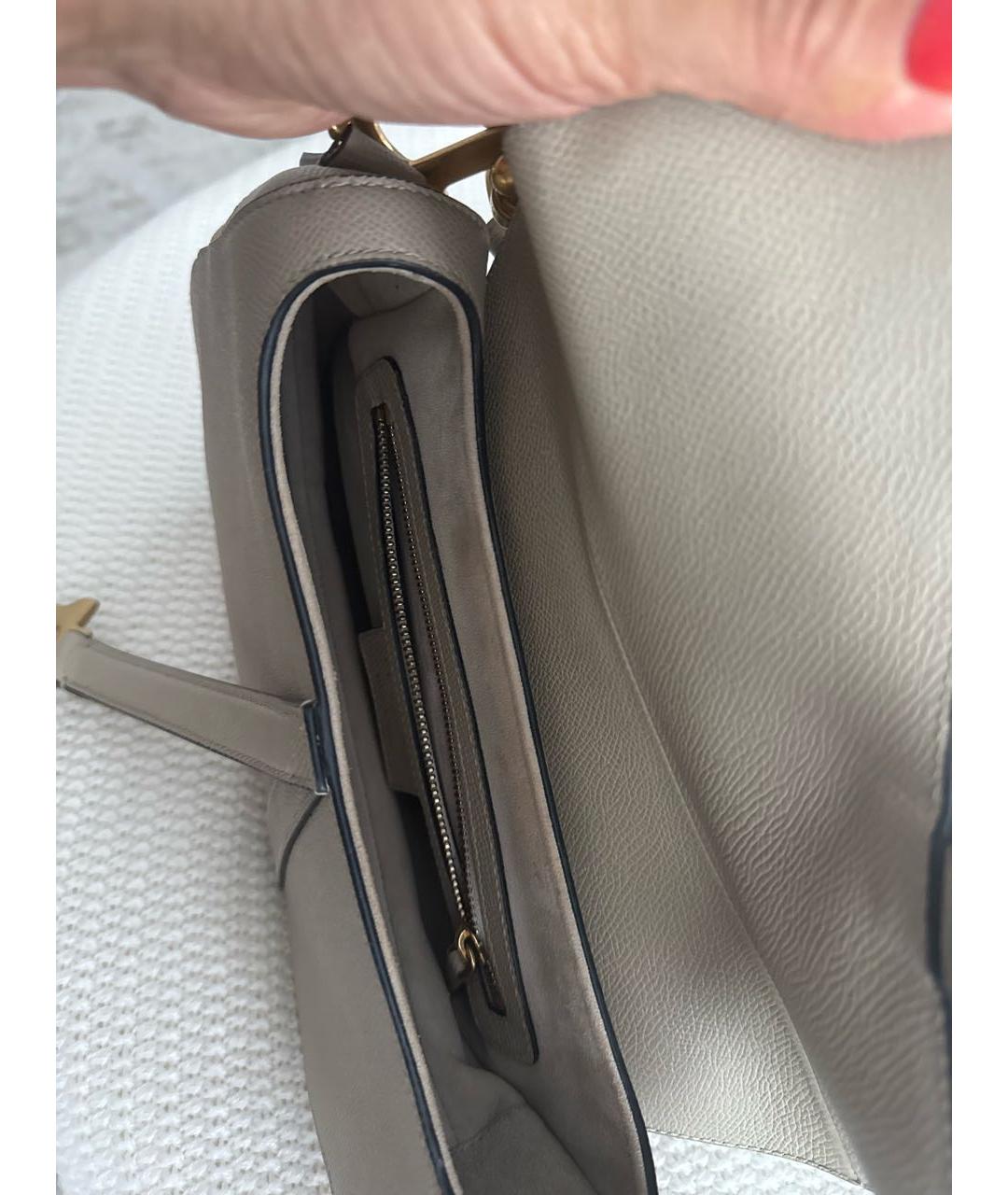 CHRISTIAN DIOR Бежевая кожаная сумка через плечо, фото 4