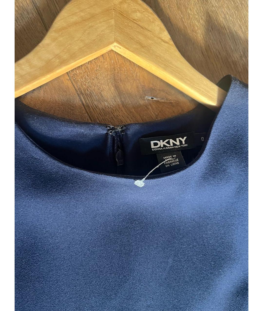 DKNY Темно-синее шелковое платье, фото 3