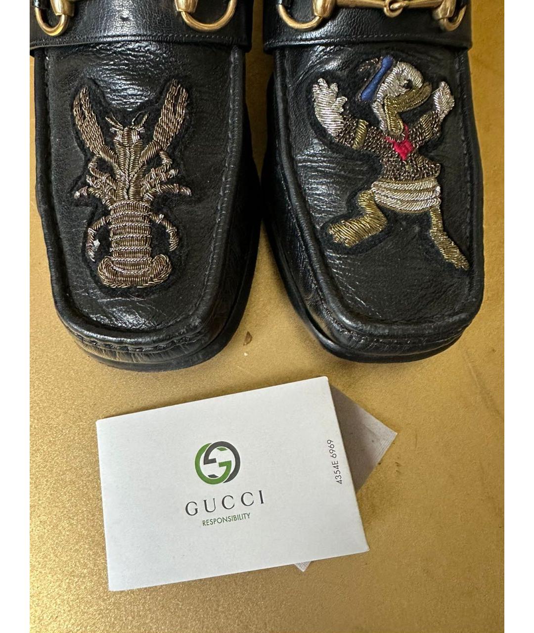 GUCCI Черные кожаные лоферы, фото 5