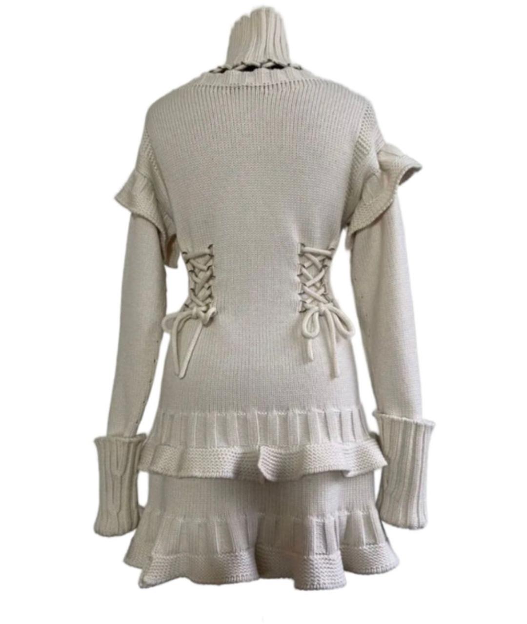 ALEXANDER MCQUEEN Бежевое шерстяное повседневное платье, фото 3