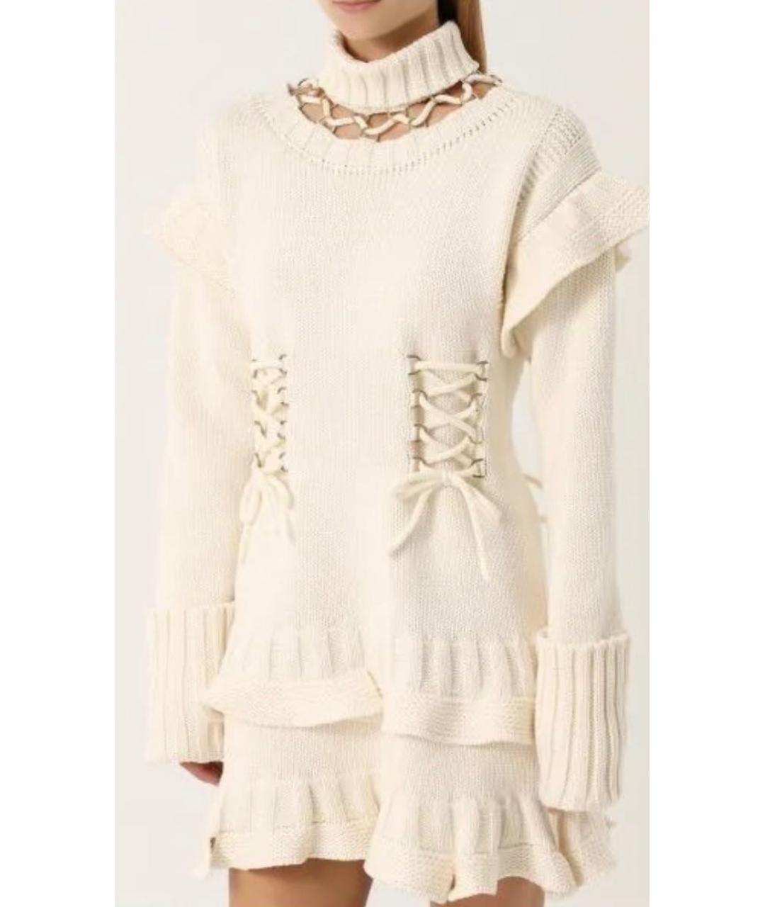 ALEXANDER MCQUEEN Бежевое шерстяное повседневное платье, фото 8