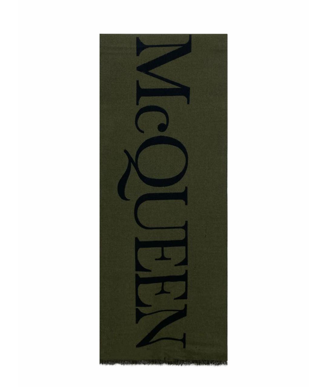 ALEXANDER MCQUEEN Хаки шерстяной шарф, фото 1