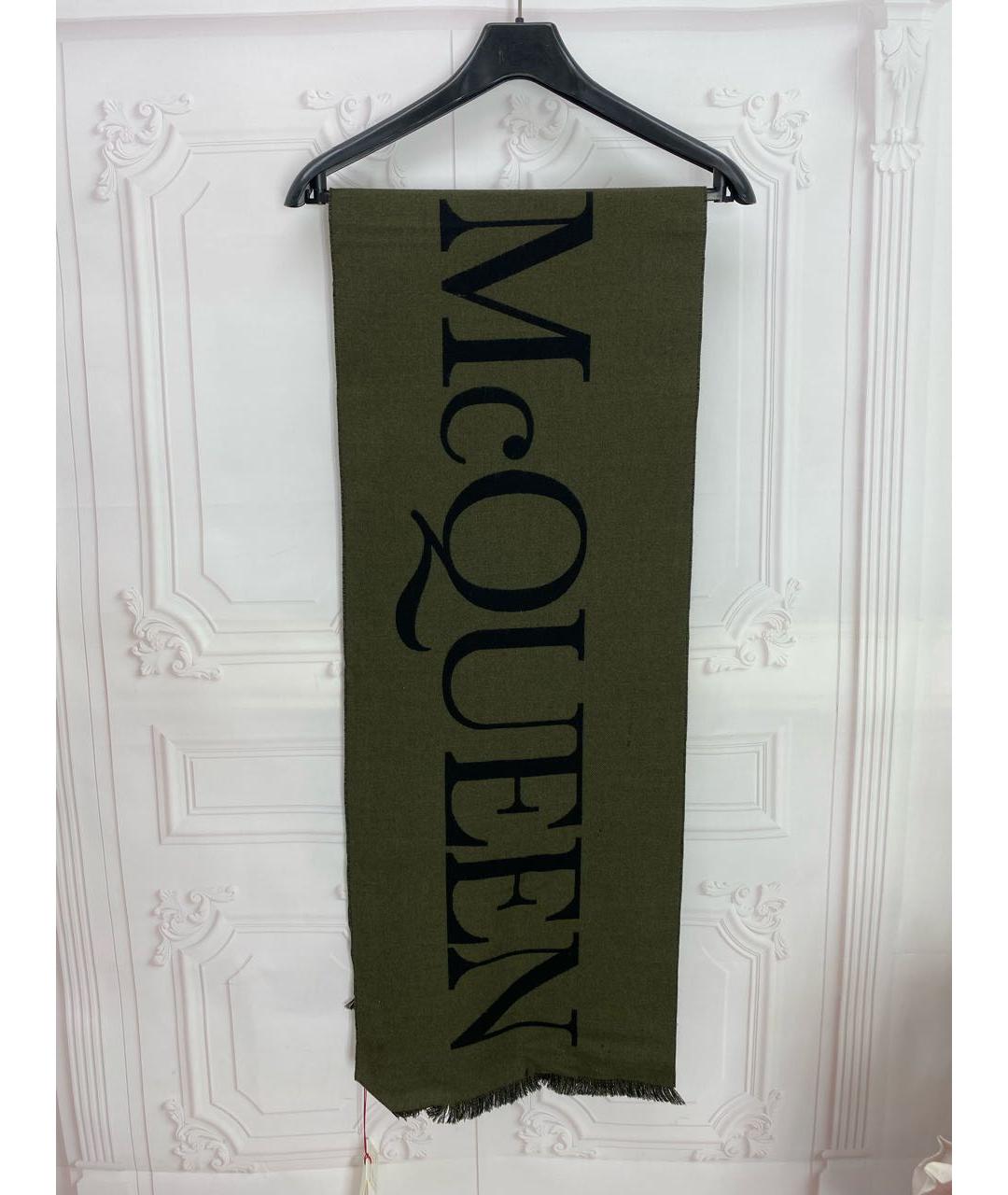 ALEXANDER MCQUEEN Хаки шерстяной шарф, фото 9