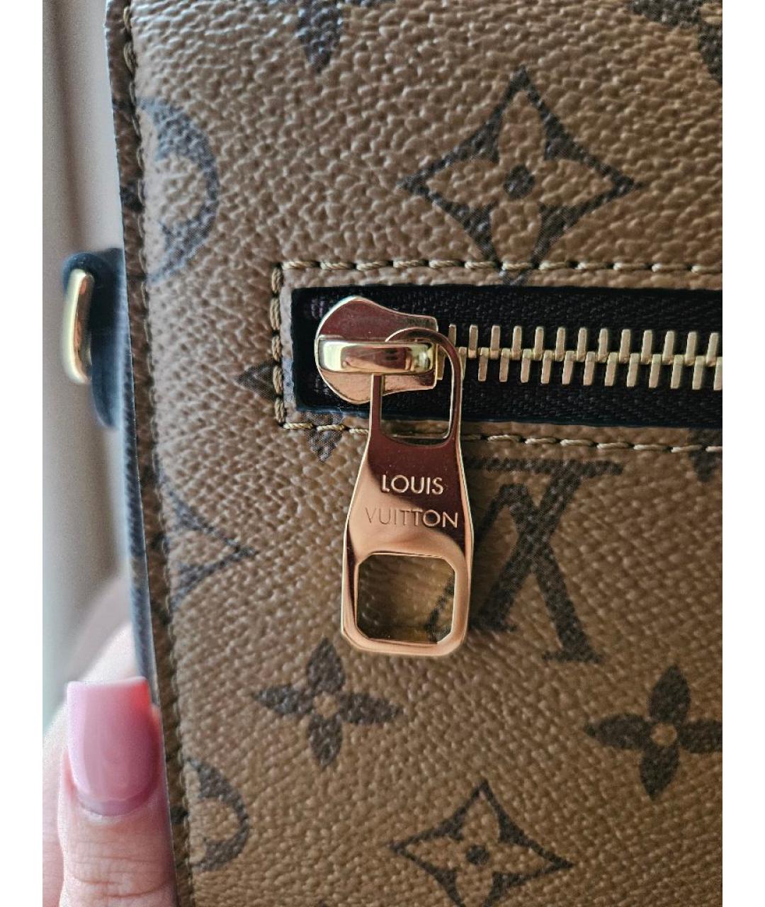 LOUIS VUITTON Коричневая кожаная сумка через плечо, фото 6
