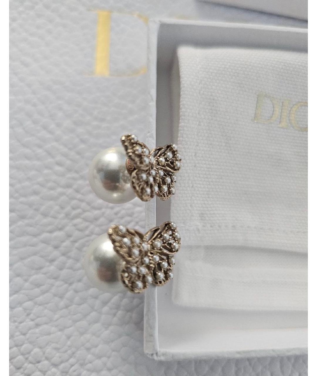 CHRISTIAN DIOR Золотые латунные серьги, фото 3