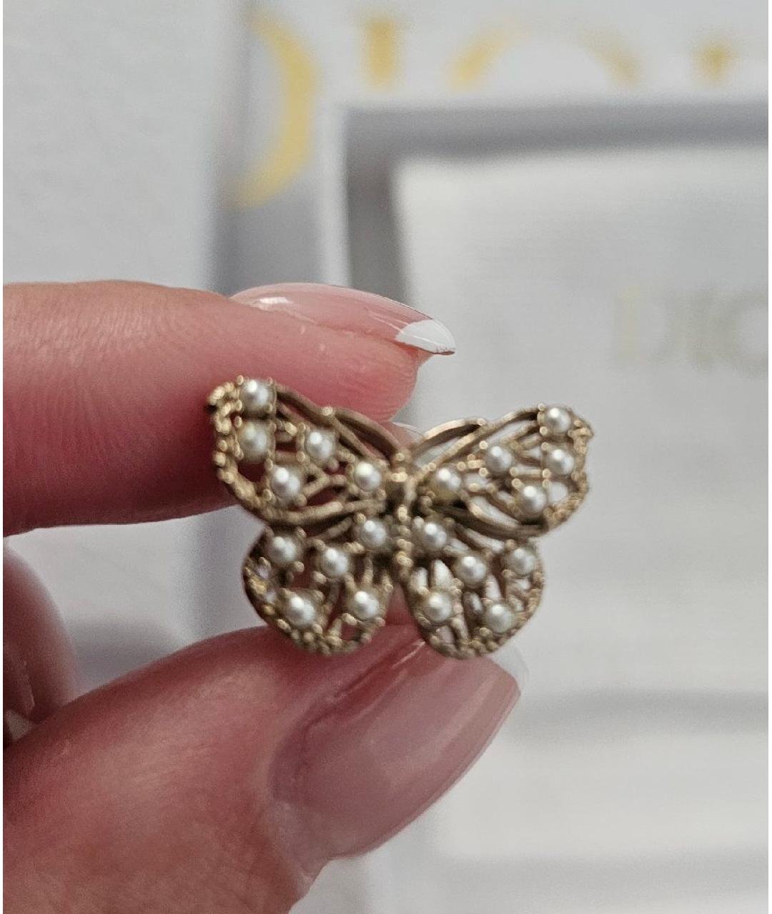 CHRISTIAN DIOR Золотые латунные серьги, фото 4