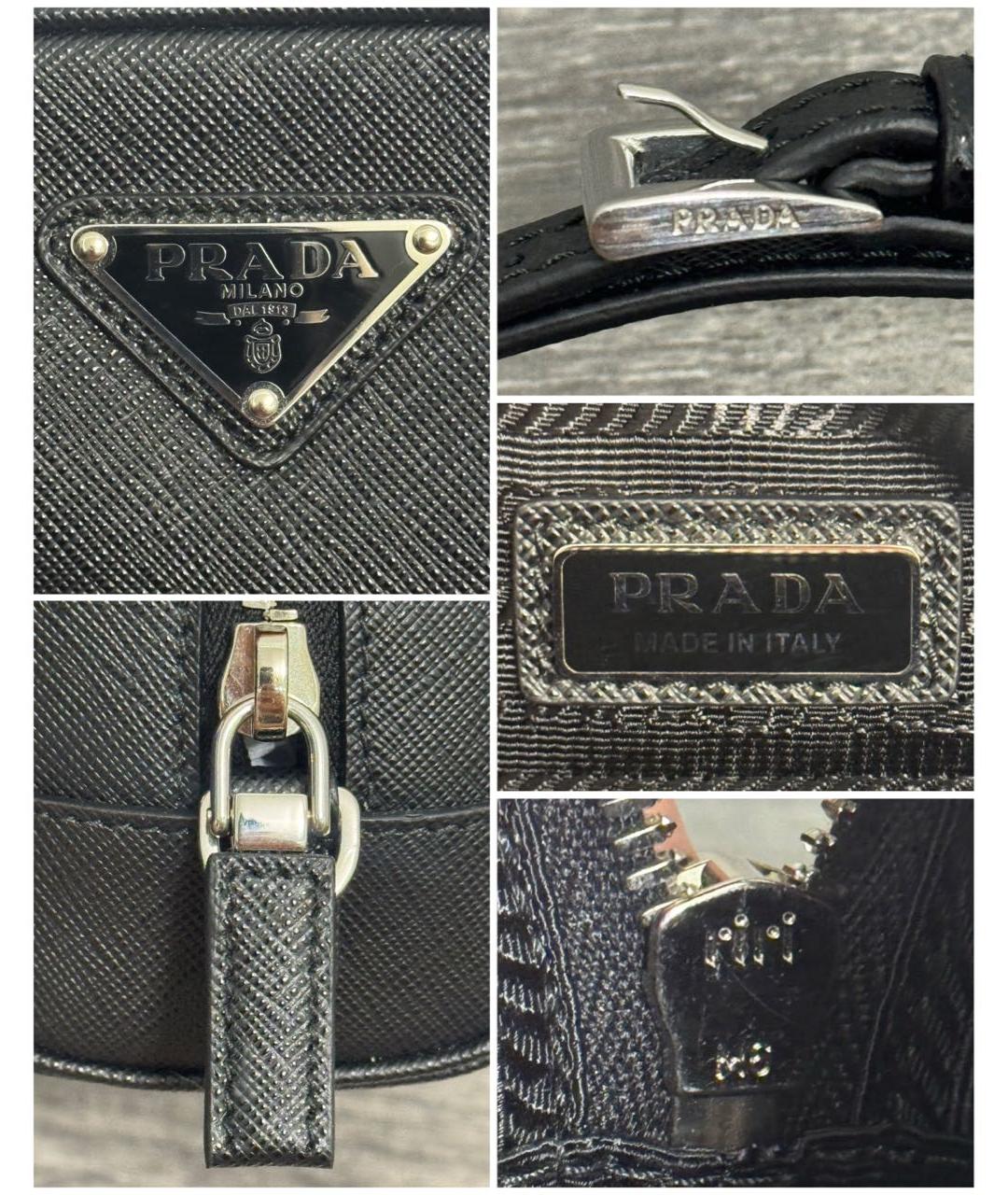 PRADA Черная кожаная барсетка, фото 8