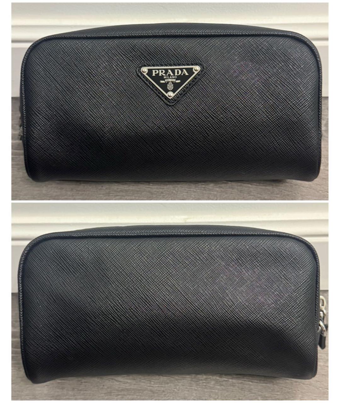PRADA Черная кожаная барсетка, фото 2
