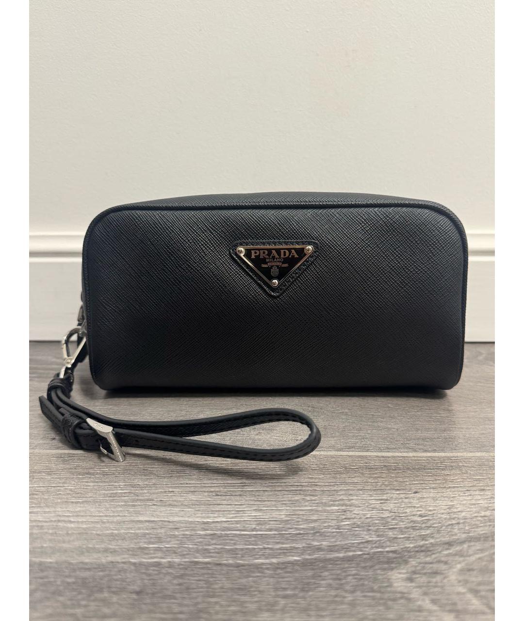 PRADA Черная кожаная барсетка, фото 9