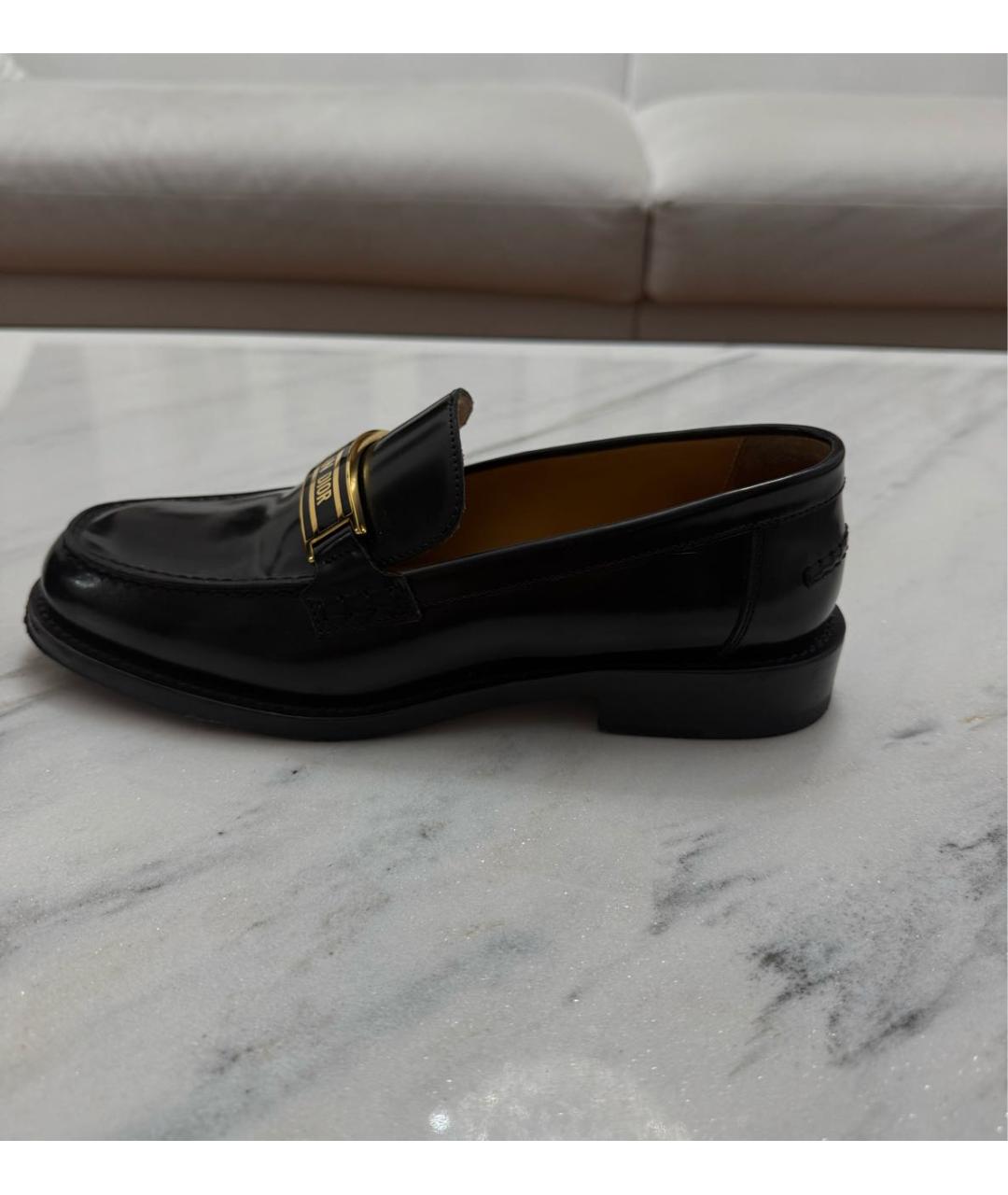 CHRISTIAN DIOR Черные лоферы из лакированной кожи, фото 4
