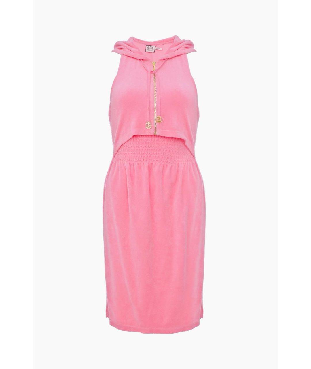 JUICY COUTURE Розовое хлопко-эластановое повседневное платье, фото 9