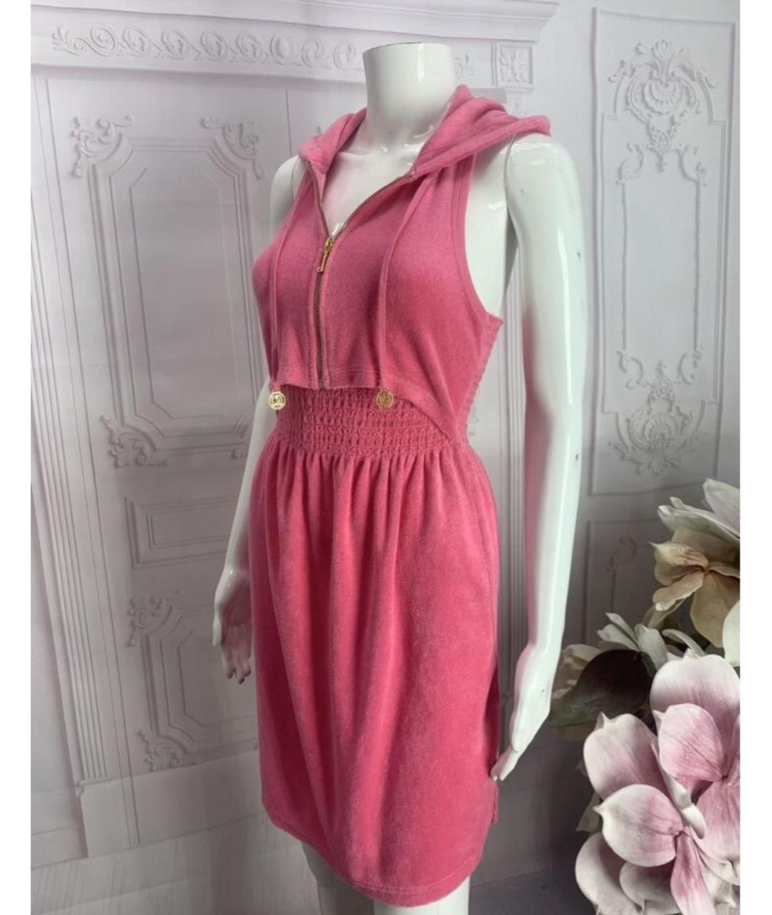 JUICY COUTURE Розовое хлопко-эластановое повседневное платье, фото 8