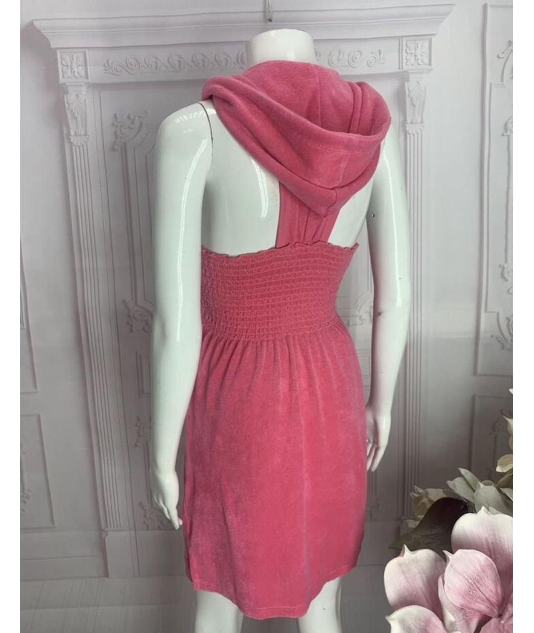 JUICY COUTURE Розовое хлопко-эластановое повседневное платье, фото 2