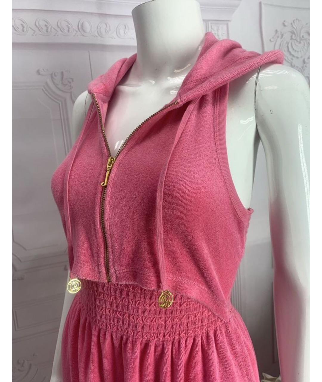 JUICY COUTURE Розовое хлопко-эластановое повседневное платье, фото 5