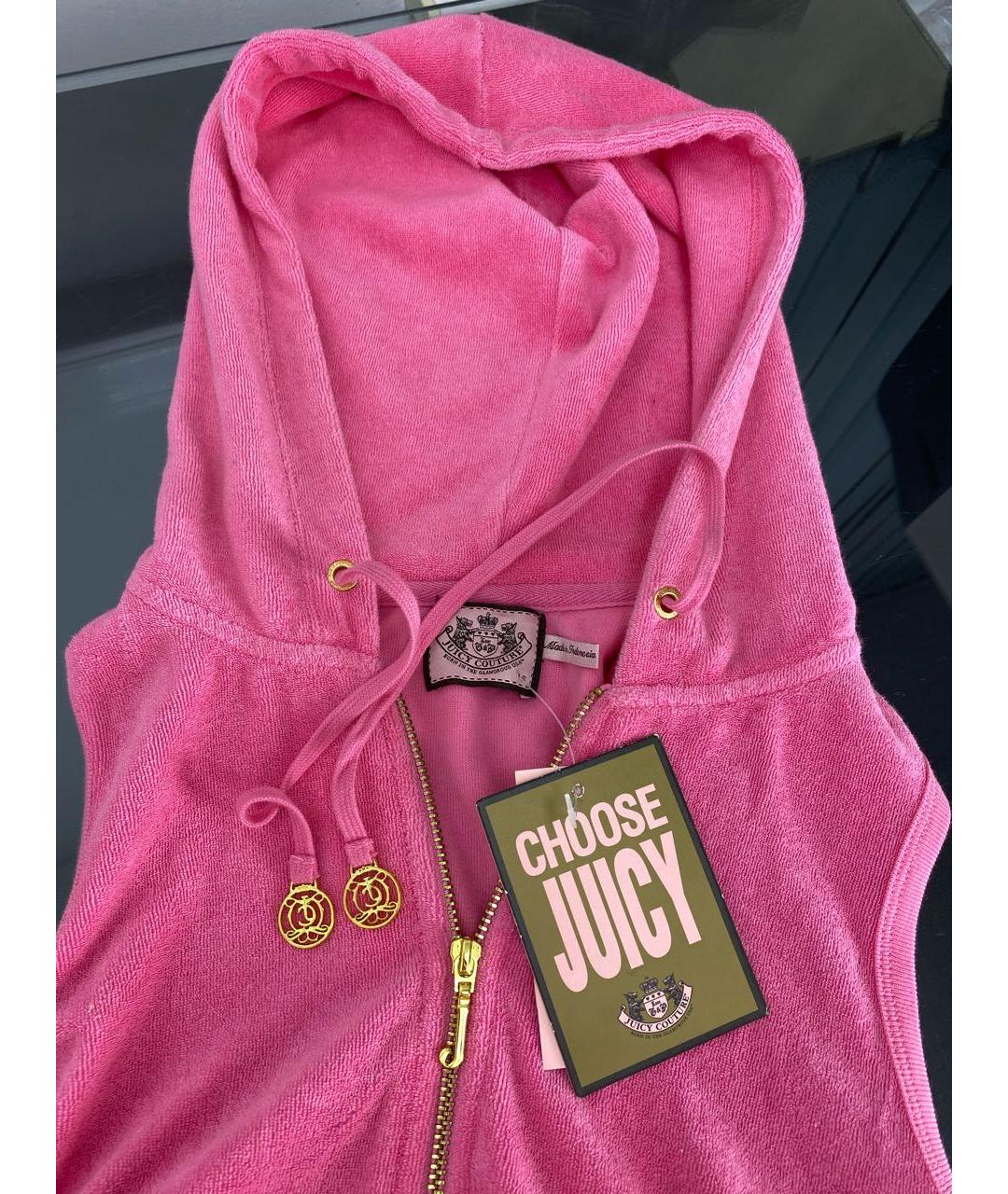 JUICY COUTURE Розовое хлопко-эластановое повседневное платье, фото 3