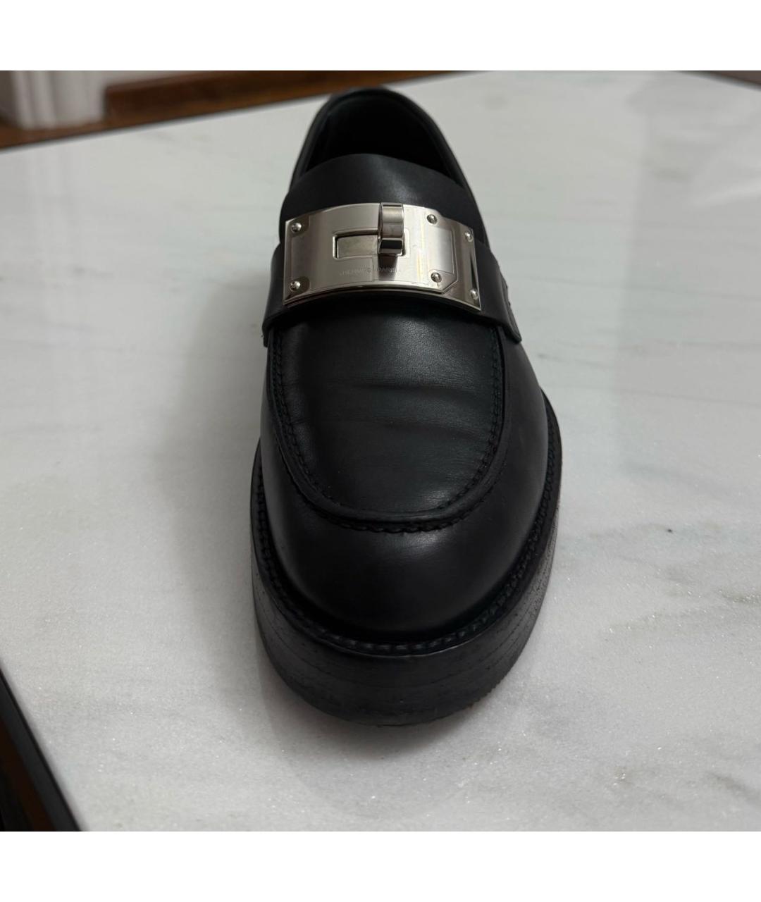 HERMES Черные кожаные лоферы, фото 4