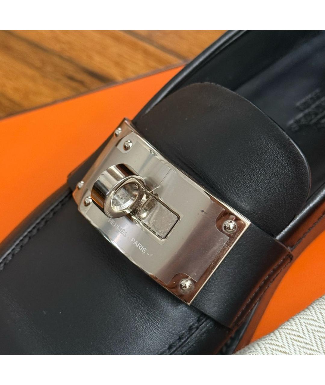 HERMES Черные кожаные лоферы, фото 6