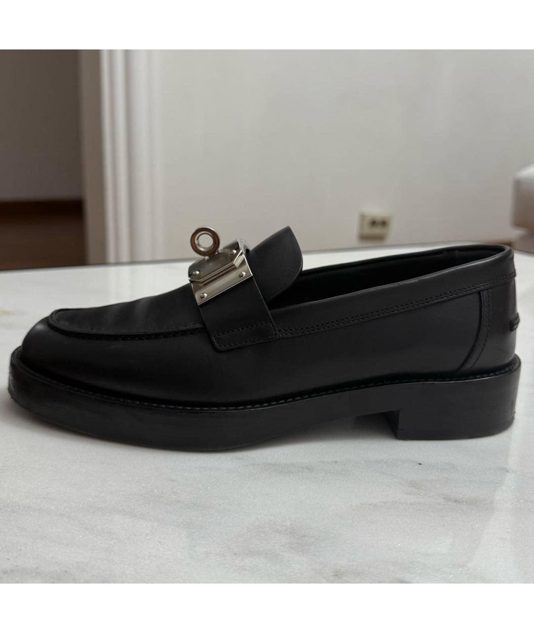 HERMES Черные кожаные лоферы, фото 5