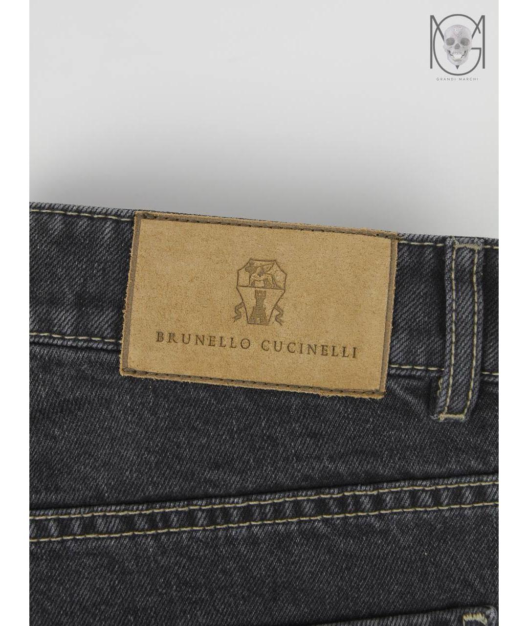 BRUNELLO CUCINELLI Серые хлопковые джинсы скинни, фото 4