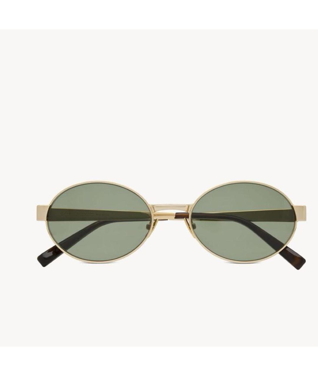 SAINT LAURENT Золотые металлические солнцезащитные очки, фото 3