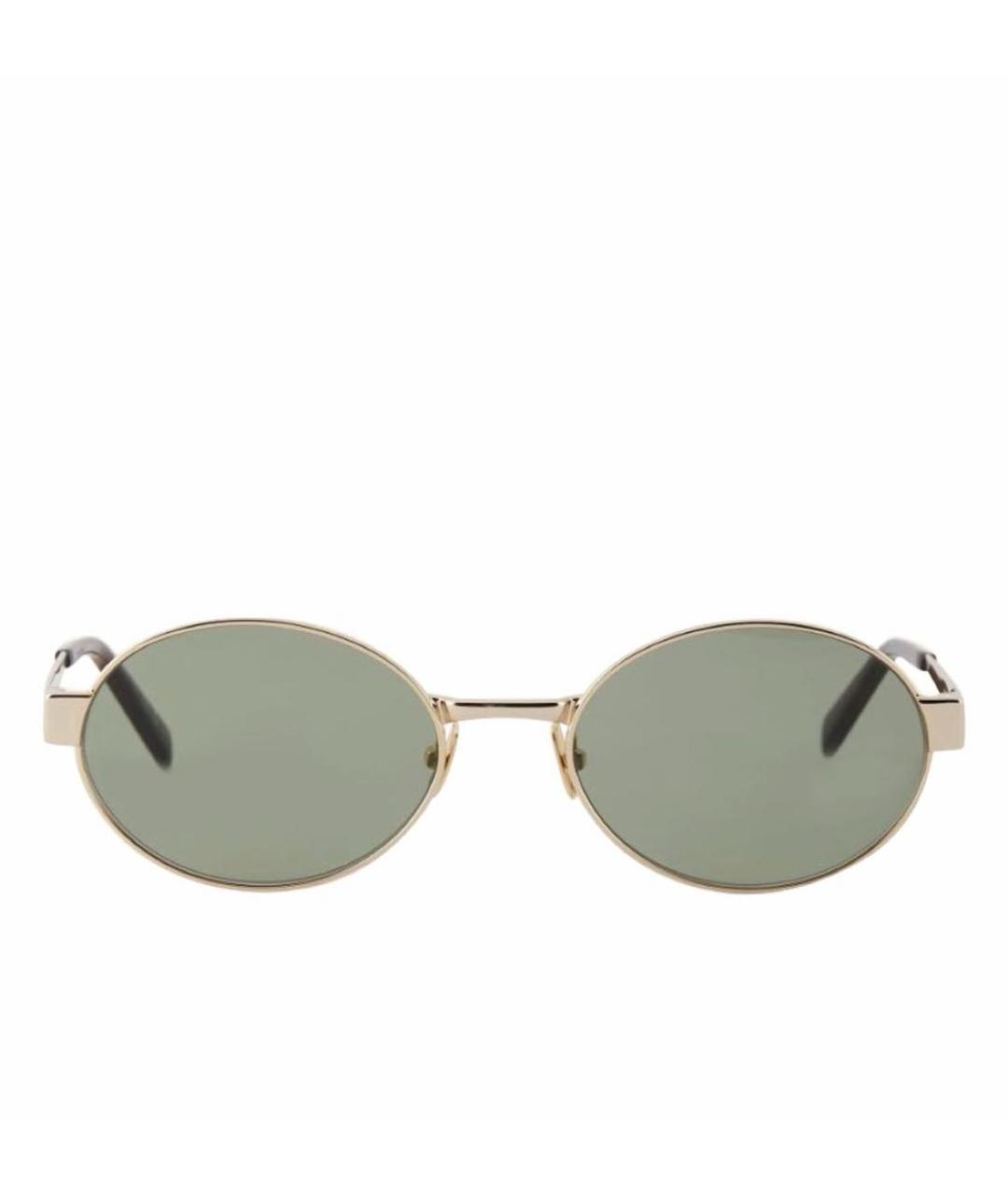 SAINT LAURENT Золотые металлические солнцезащитные очки, фото 1