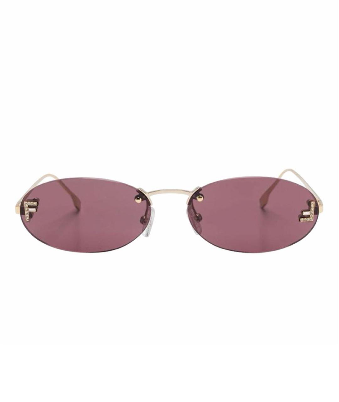 FENDI Золотые металлические солнцезащитные очки, фото 1