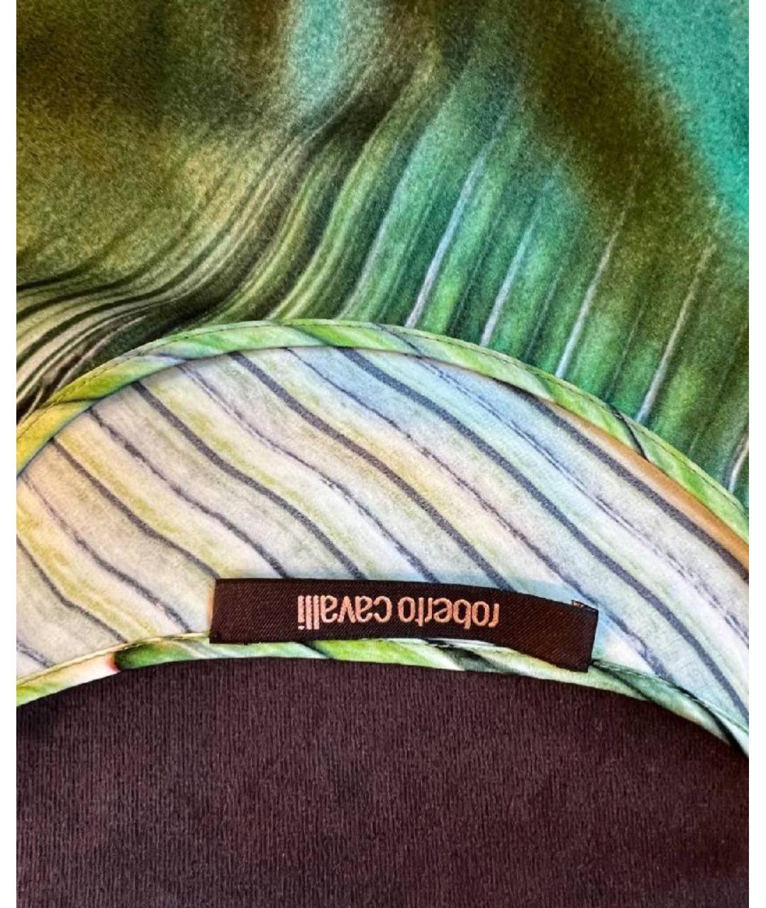 ROBERTO CAVALLI Зеленая шелковая блузы, фото 4