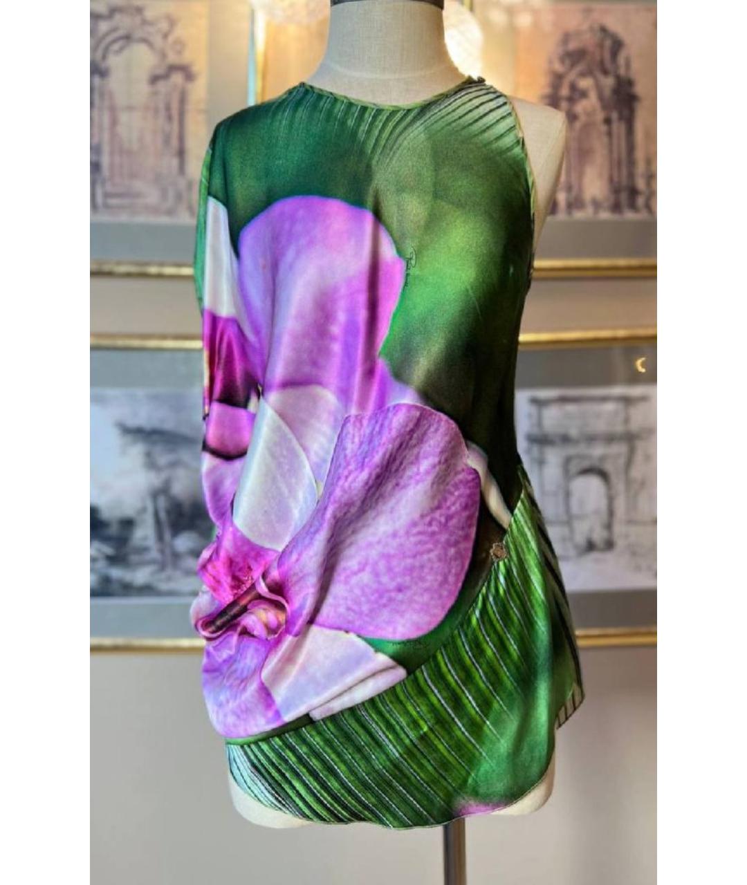 ROBERTO CAVALLI Зеленая шелковая блузы, фото 2