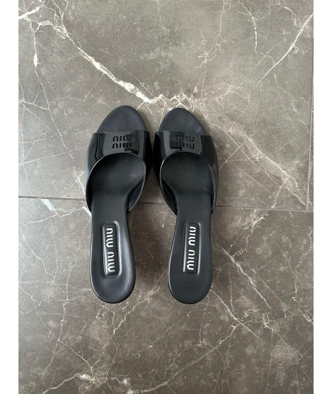 MIU MIU Черные кожаные босоножки, фото 2