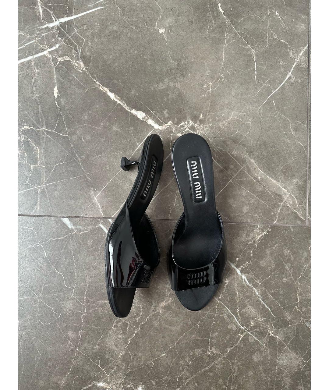 MIU MIU Черные кожаные босоножки, фото 9