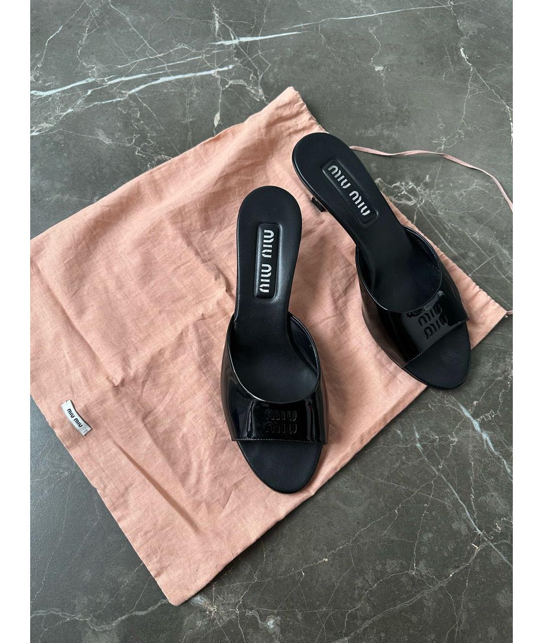 MIU MIU Черные кожаные босоножки, фото 6