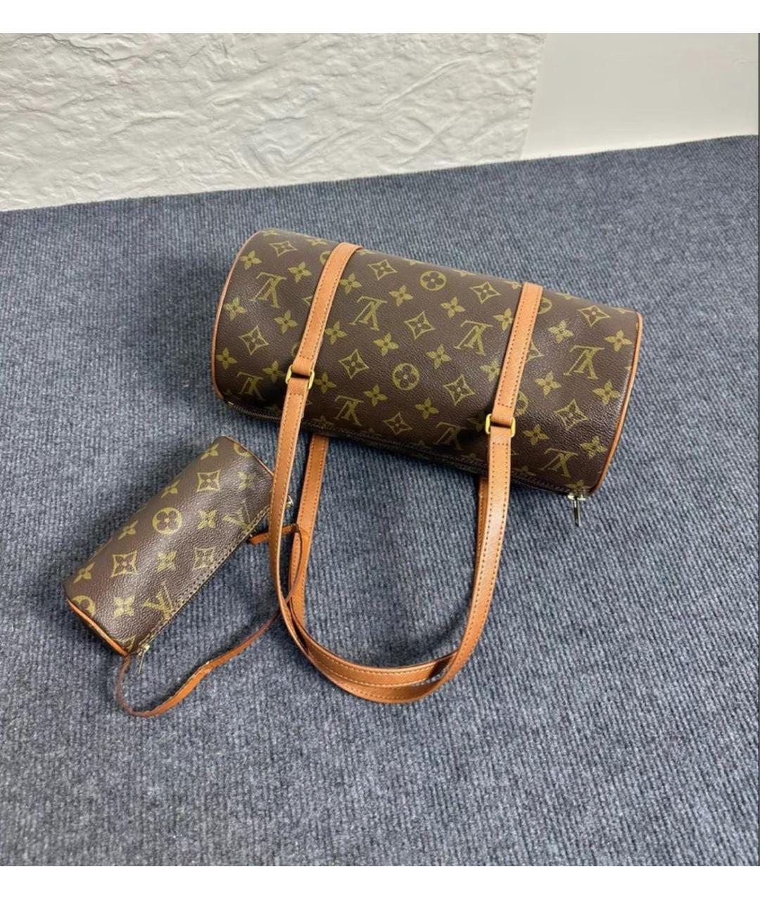LOUIS VUITTON Коричневая кожаная сумка через плечо, фото 8