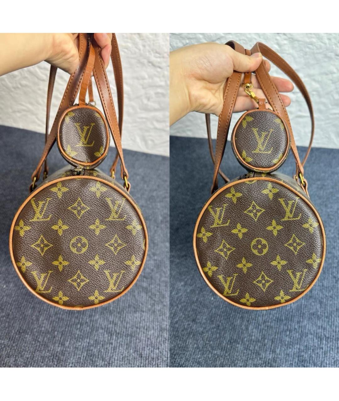 LOUIS VUITTON Коричневая кожаная сумка через плечо, фото 6