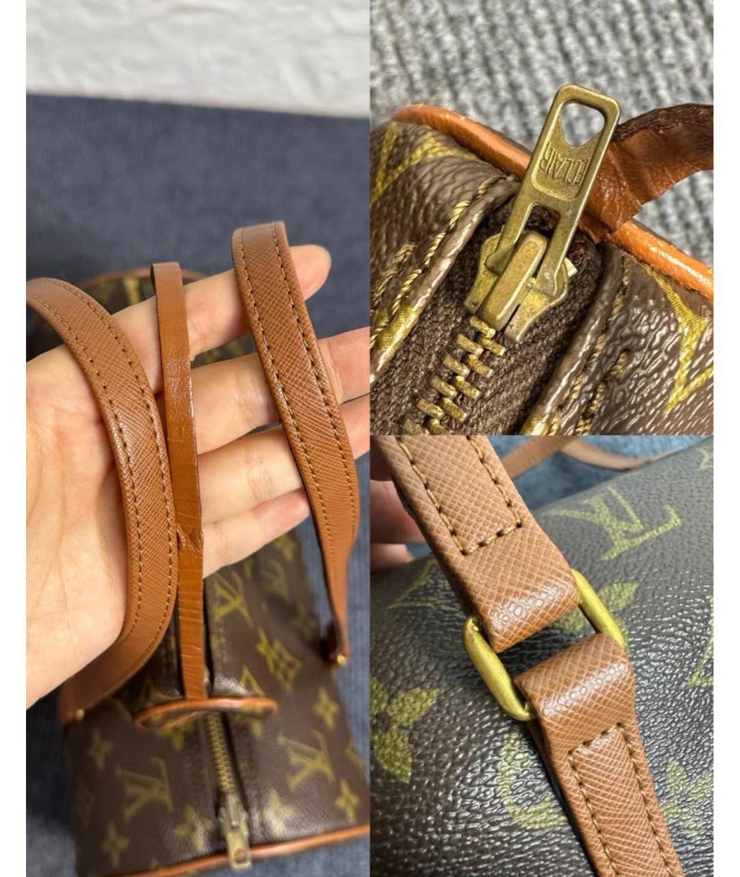 LOUIS VUITTON Коричневая кожаная сумка через плечо, фото 7