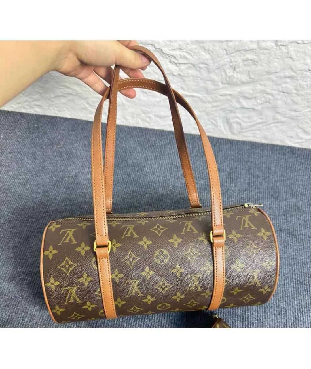 LOUIS VUITTON Коричневая кожаная сумка через плечо, фото 9