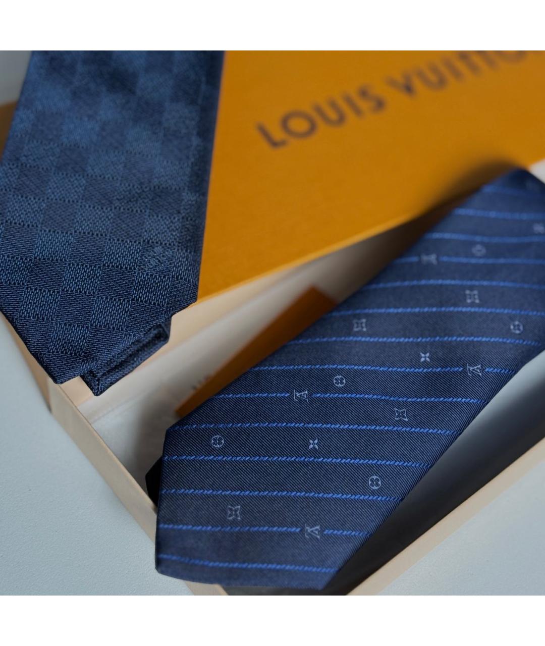 LOUIS VUITTON Синий шерстяной галстук, фото 6