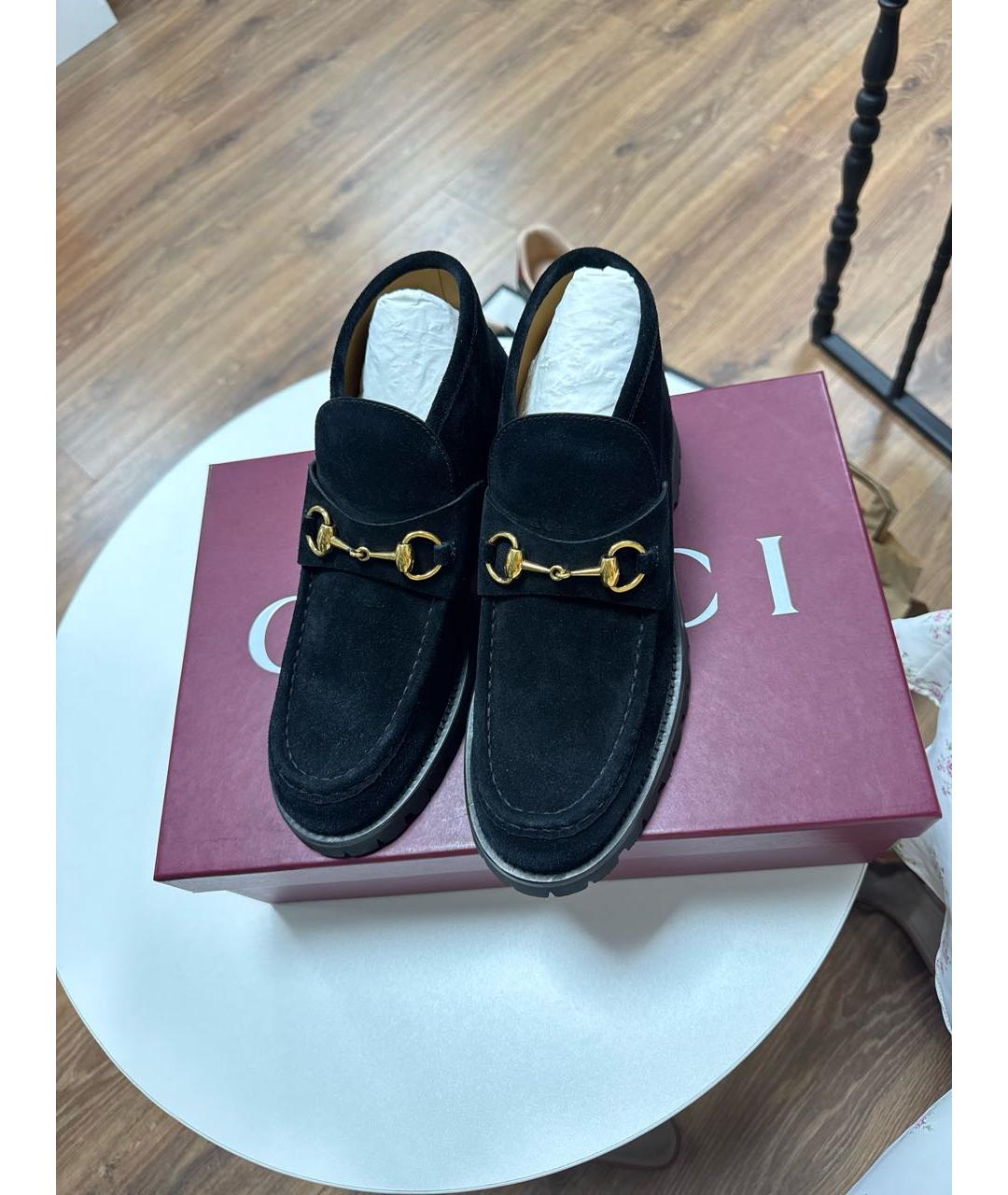 GUCCI Черные замшевые ботинки, фото 3