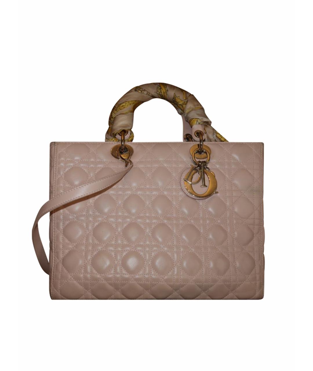 CHRISTIAN DIOR Розовая кожаная сумка с короткими ручками, фото 1