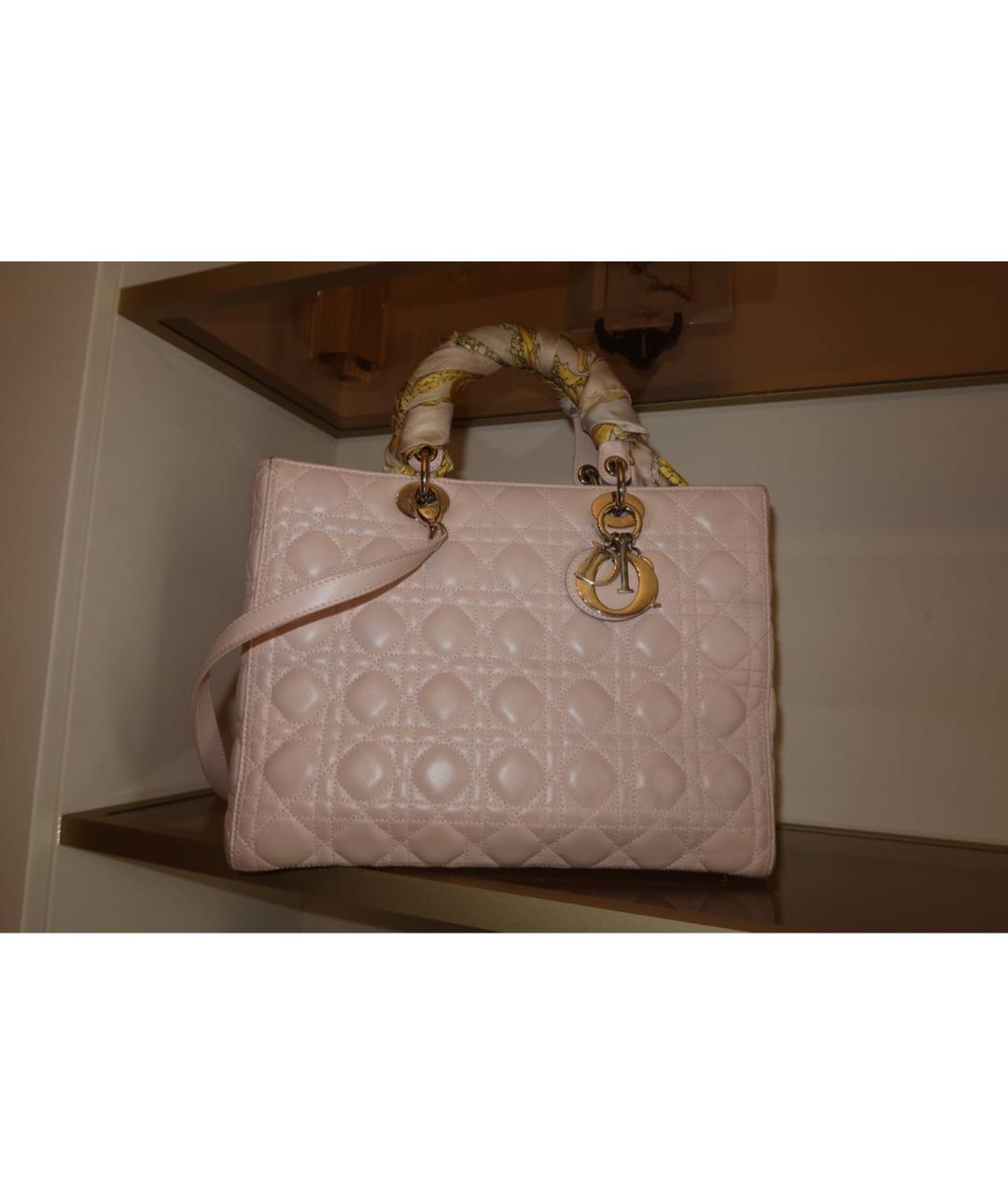 CHRISTIAN DIOR Розовая кожаная сумка с короткими ручками, фото 4