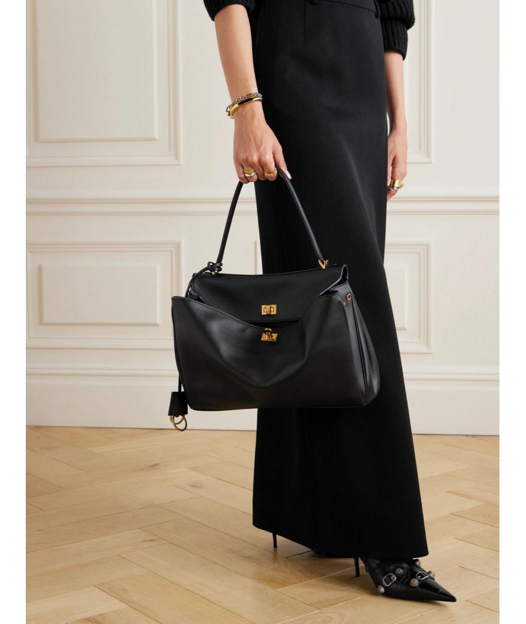 BALENCIAGA Черная кожаная сумка через плечо, фото 2
